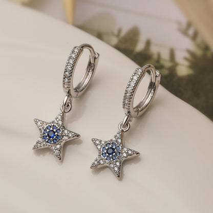 1 Pair Simple Style Commute Star Plating Inlay Copper Zircon 18k Gold Plated Drop Earrings