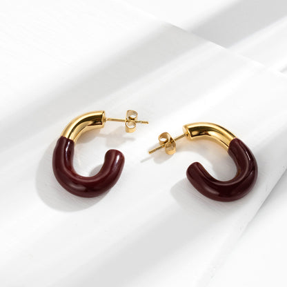 1 Pair Vintage Style French Style Korean Style U Shape Plating Titanium Steel 18k Gold Plated Earrings