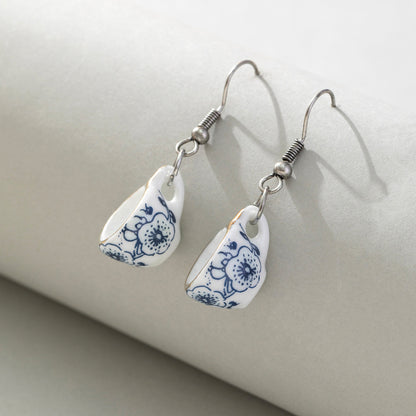 1 Pair Chinoiserie Color Block Plating Ceramics Gold Plated Drop Earrings