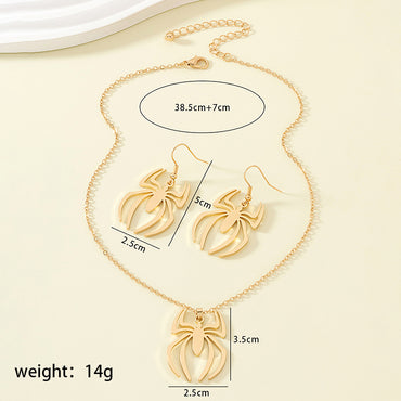 Retro Punk Streetwear Spider Alloy Plating Gold Plated Women's Earrings Necklace
