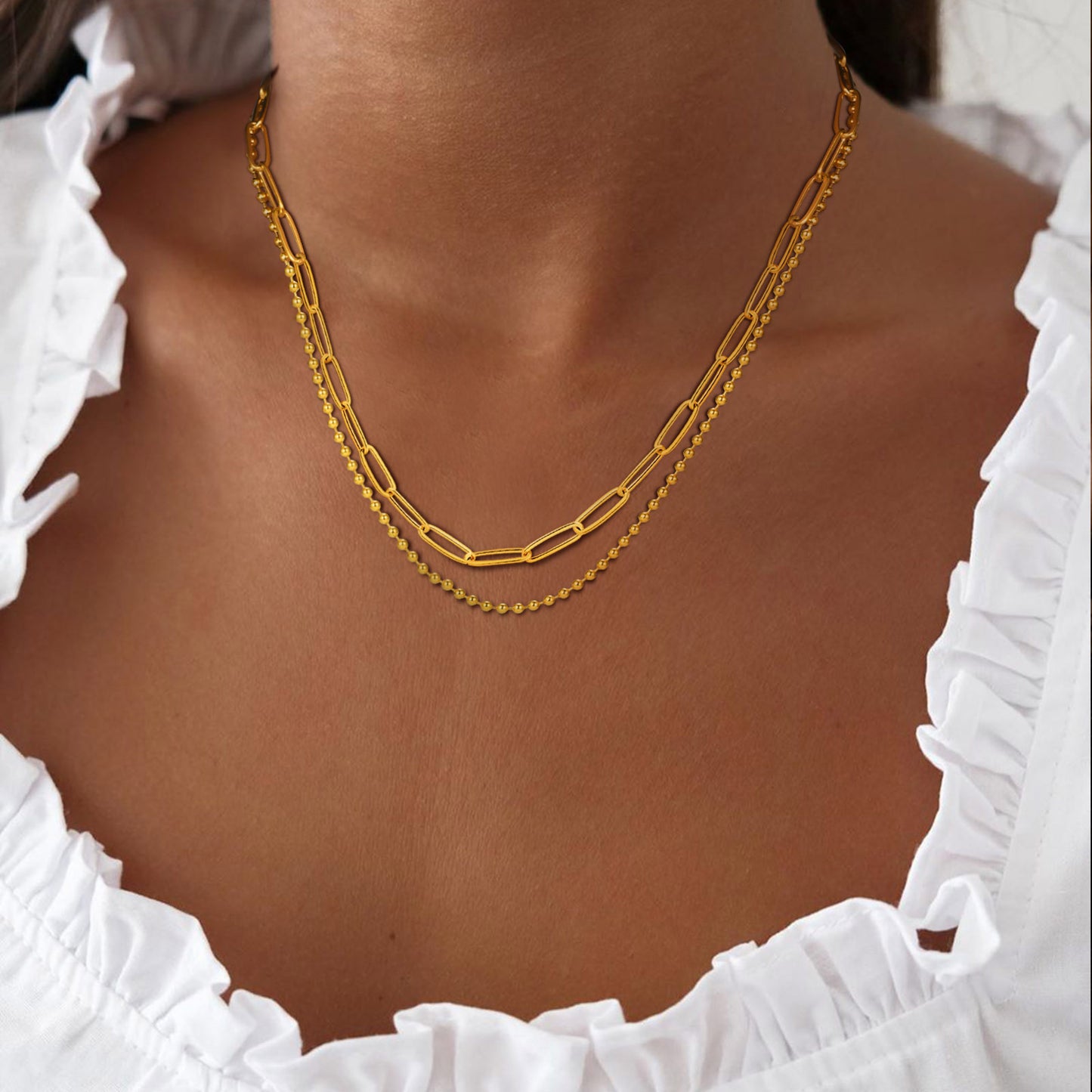 French Style Simple Style Geometric Stainless Steel Gold Plated Necklace