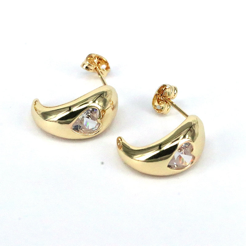 1 Pair Novelty Geometric Plating Inlay Copper Zircon 18k Gold Plated Earrings