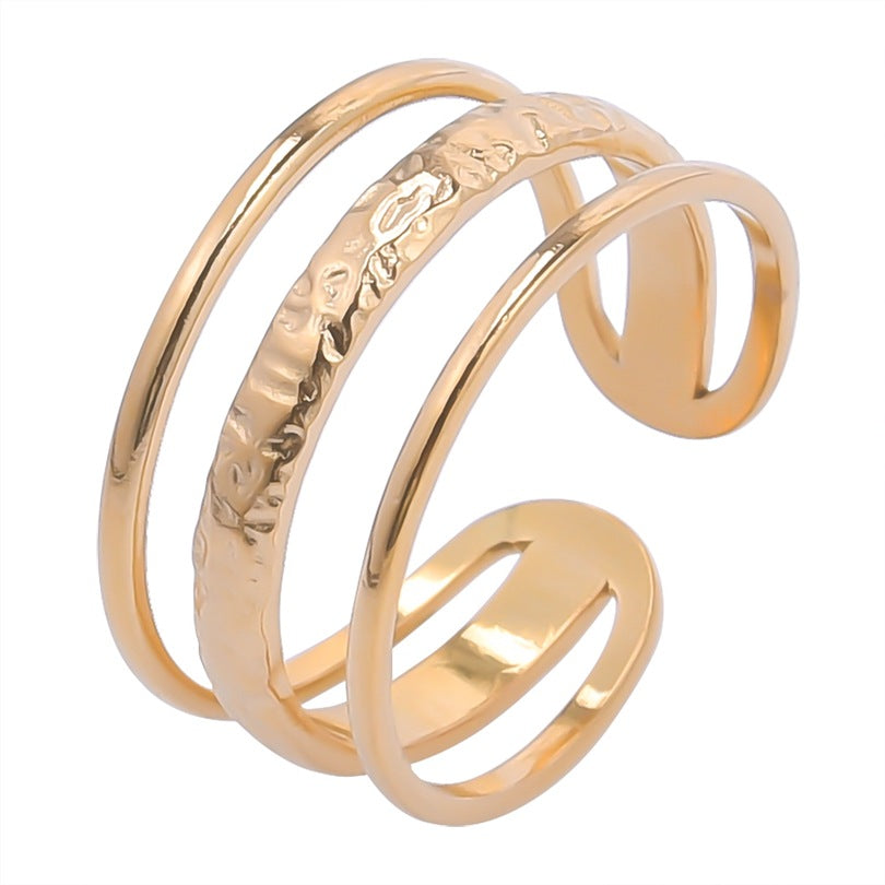 Casual C Shape Titanium Steel Enamel Open Rings