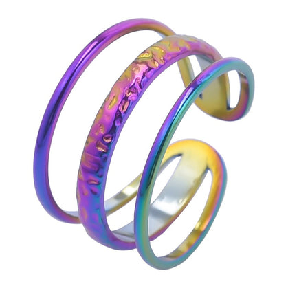 Casual C Shape Titanium Steel Enamel Open Rings