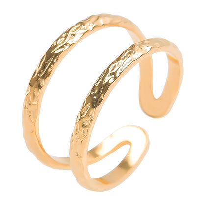 Wholesale Jewelry Simple Style Solid Color 304 Stainless Steel 18K Gold Plated Polishing Rings