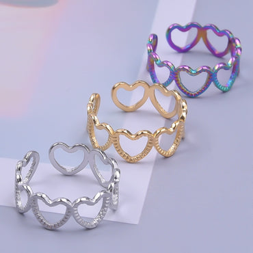 Simple Style Heart Shape Stainless Steel Plating Gold Plated Rings