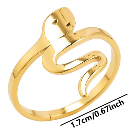 Wholesale Jewelry Retro Snake 304 Stainless Steel 18K Gold Plated Polishing Rings