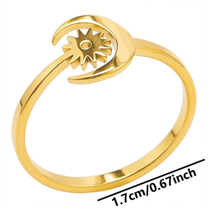 Wholesale Jewelry Simple Style Sun 304 Stainless Steel 18K Gold Plated Polishing Rings