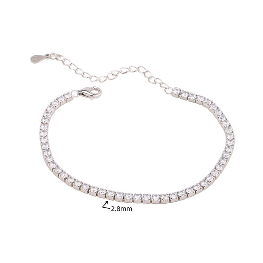 Elegant Solid Color Sterling Silver Zircon Tennis Bracelet In Bulk