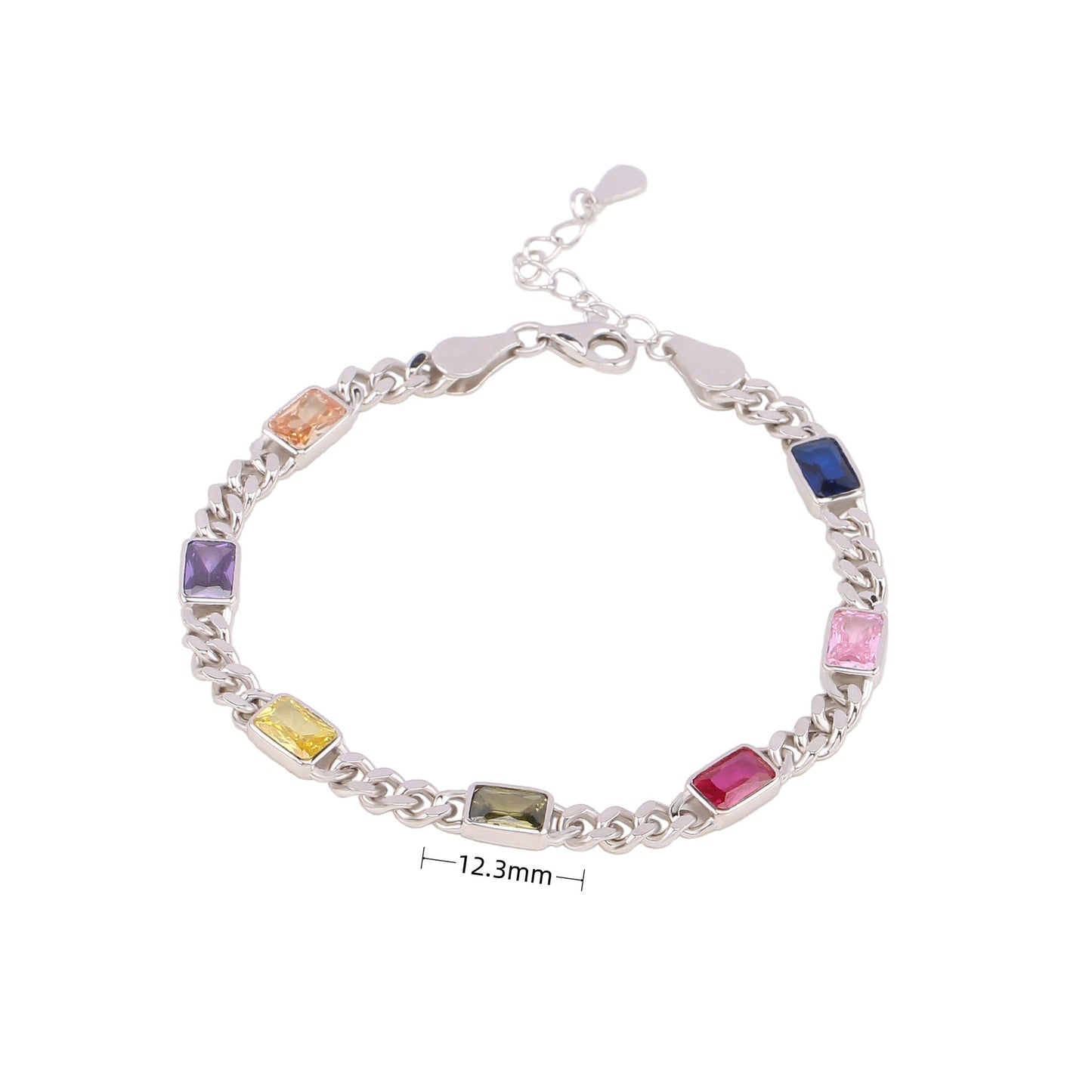 Lady Rectangle Sterling Silver Artificial Gemstones Bracelets In Bulk