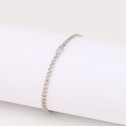 Elegant Rectangle Sterling Silver Zircon Bracelets In Bulk