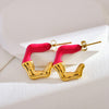 1 Pair Cute Luxurious Color Block Enamel Stainless Steel Ear Studs