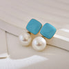 1 Pair Simple Style Square Enamel Inlay Stainless Steel Artificial Pearls Drop Earrings