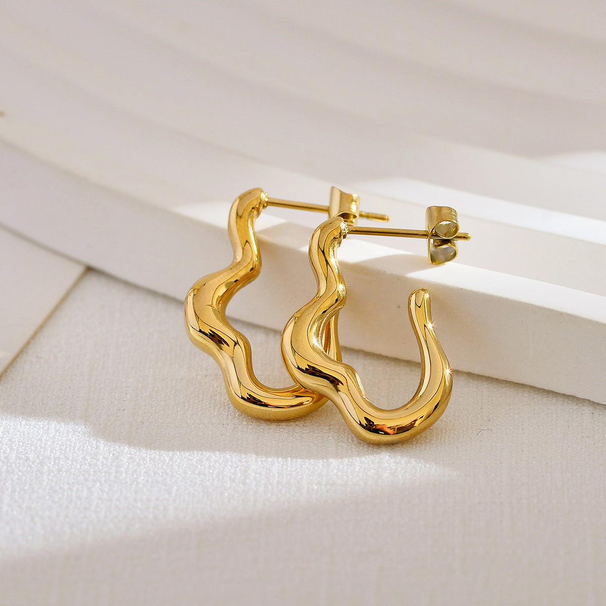 1 Pair Ig Style Simple Style Solid Color Plating Stainless Steel 18k Gold Plated Ear Studs