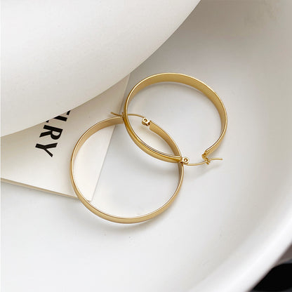 1 Pair Simple Style Geometric Solid Color Plating Titanium Steel Hoop Earrings