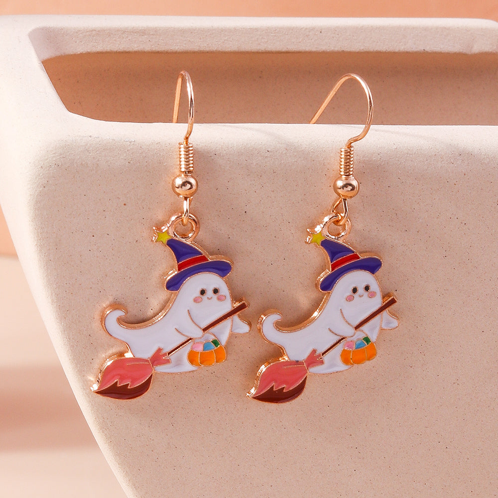 1 Set 1 Pair Funny Ghost Zinc Alloy Drop Earrings