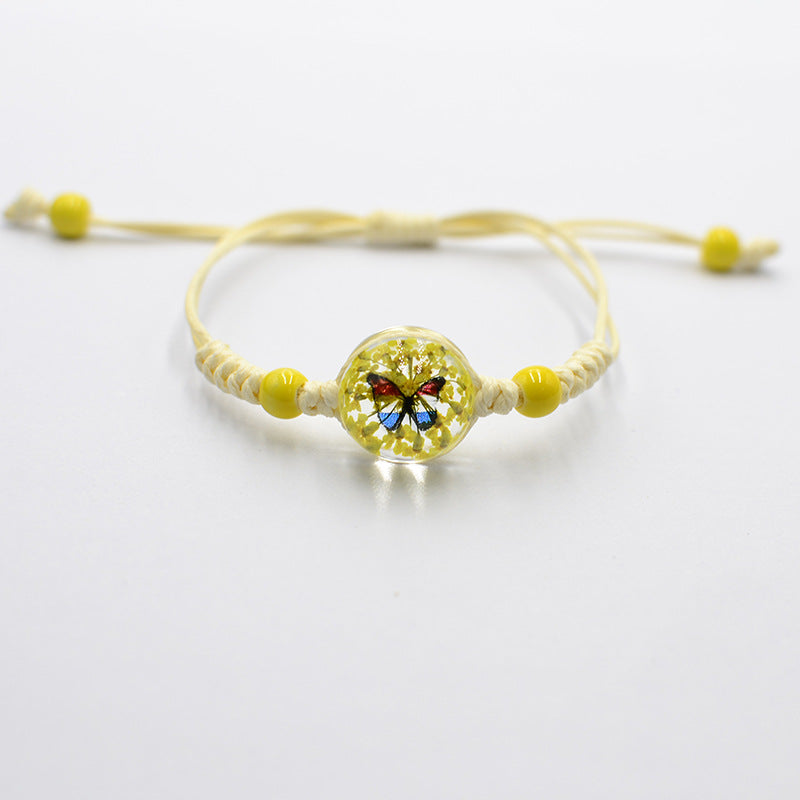 Elegant Sweet Flower Butterfly Glass Women's Bracelets