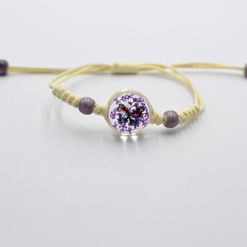 Elegant Sweet Flower Butterfly Glass Women's Bracelets