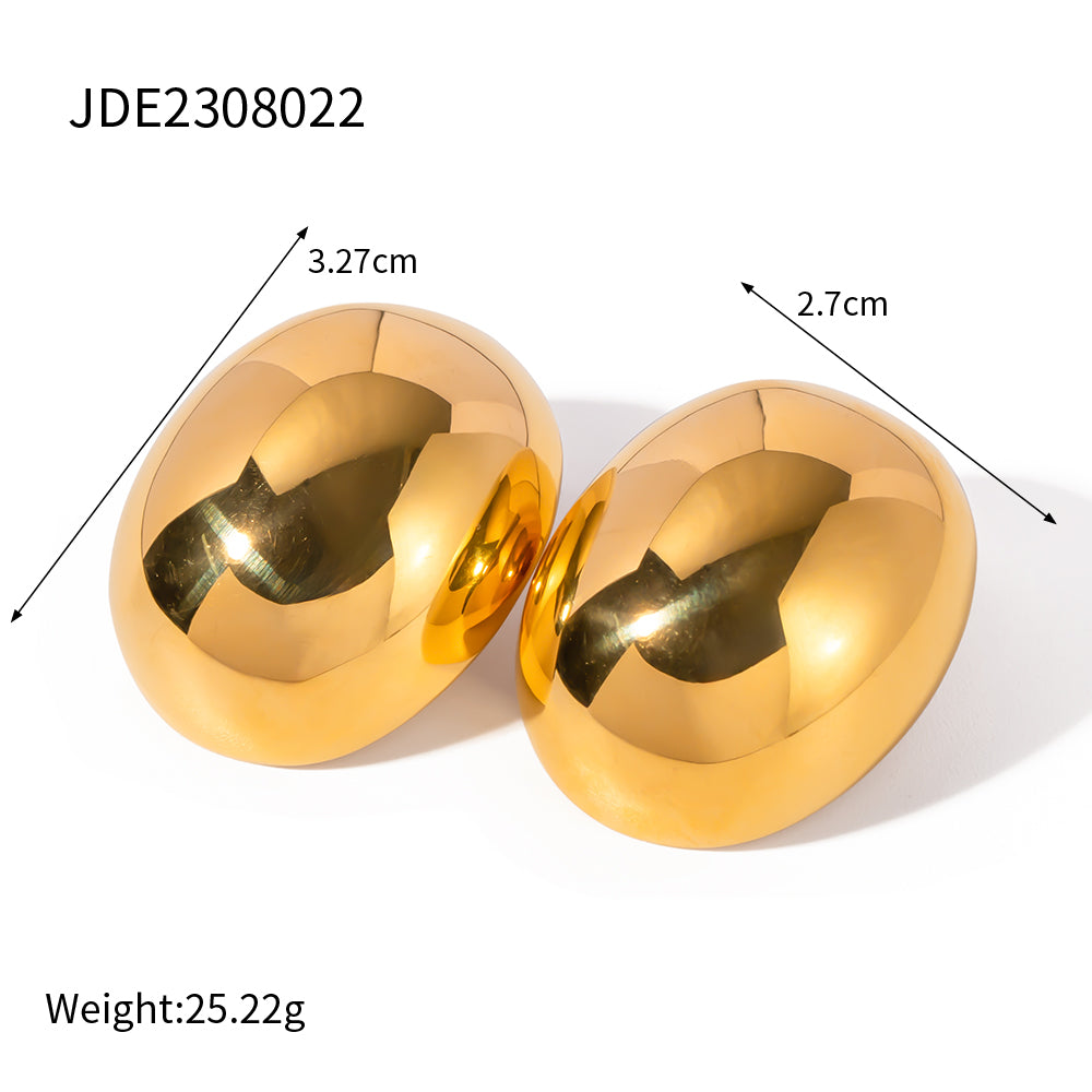 1 Pair Ig Style Oval Plating Stainless Steel 18k Gold Plated Ear Studs