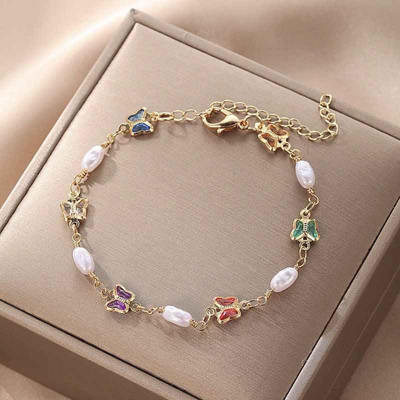 Cute Vintage Style Funny Devil'S Eye Heart Shape Butterfly Copper Plating Bracelets