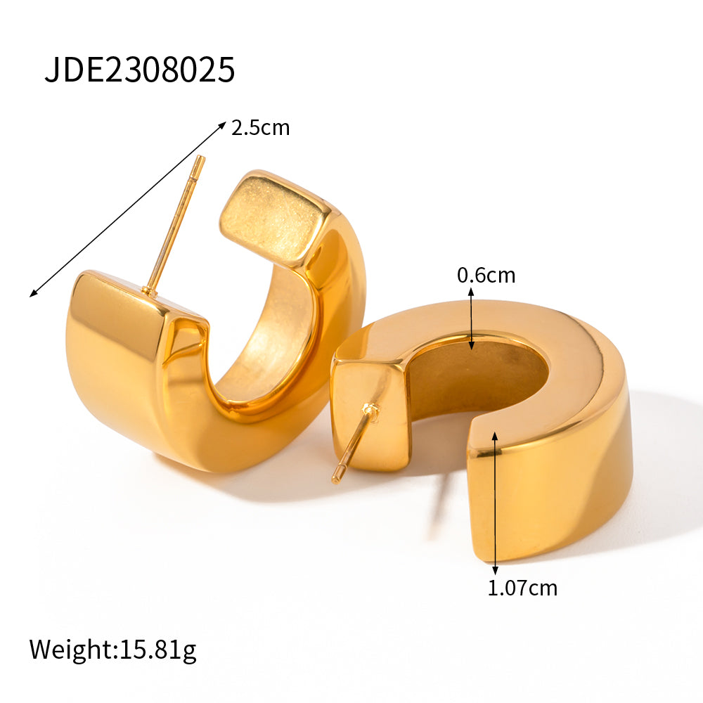 1 Pair Ig Style C Shape Plating Stainless Steel 18k Gold Plated Ear Studs