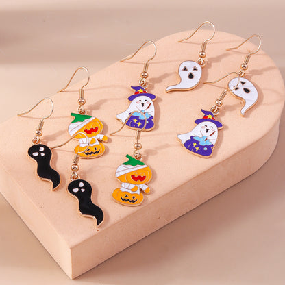 1 Set 1 Pair Funny Ghost Zinc Alloy Drop Earrings