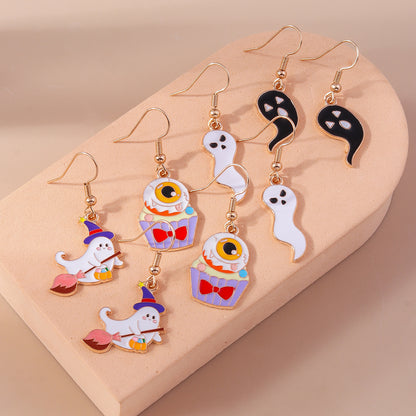 1 Set 1 Pair Funny Ghost Zinc Alloy Drop Earrings