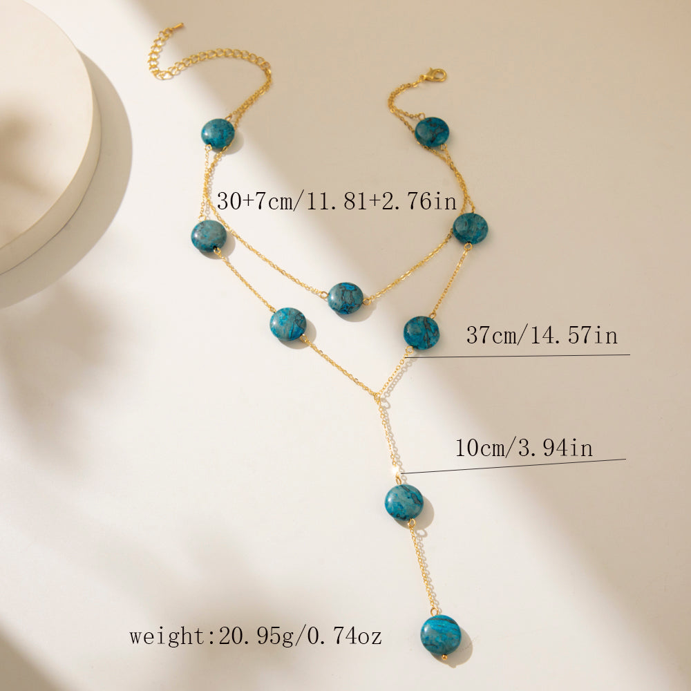 Cute Sweet Simple Style Round Natural Stone Plating Layered Necklaces