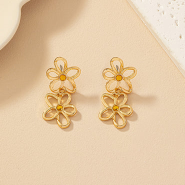 Wholesale Jewelry Ig Style Commute Korean Style Flower Alloy Plating Drop Earrings