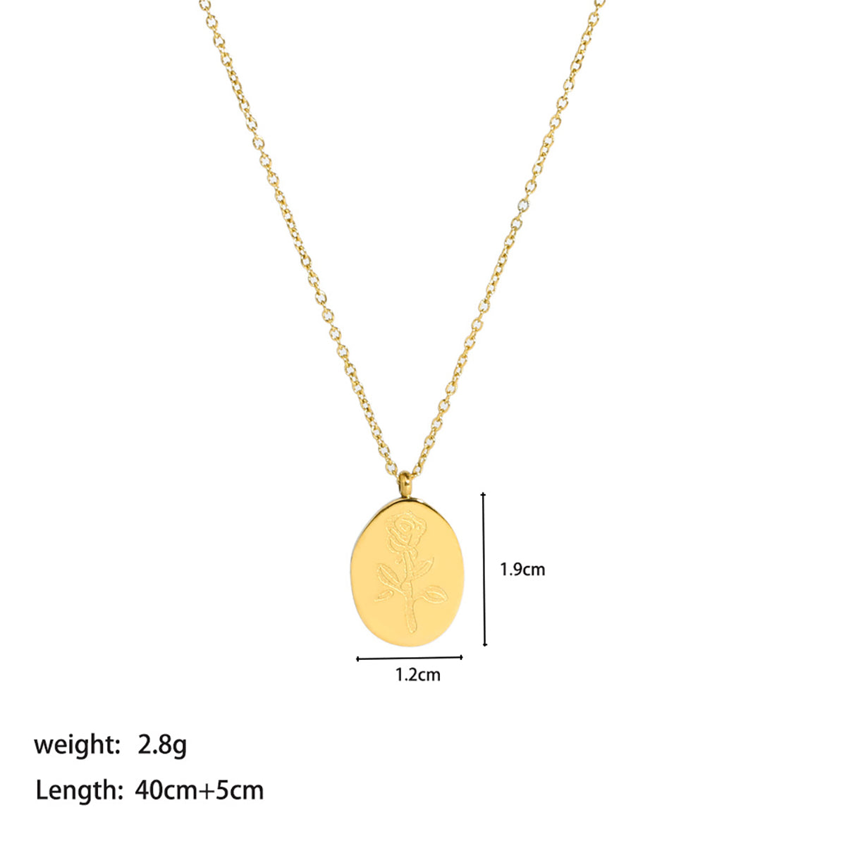 French Style Flower Stainless Steel Indentation Plating Metal 18k Gold Plated Pendant Necklace Sweater Chain