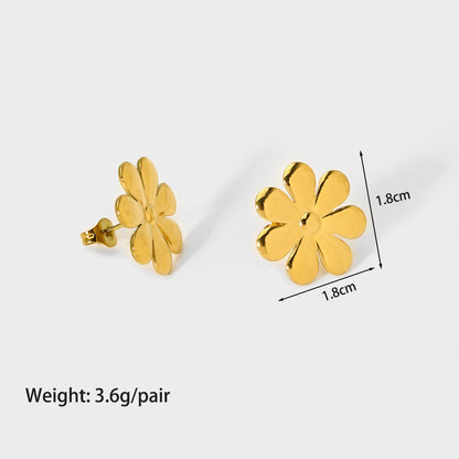 1 Pair Basic Modern Style Flower Plating Stainless Steel 18k Gold Plated Ear Studs