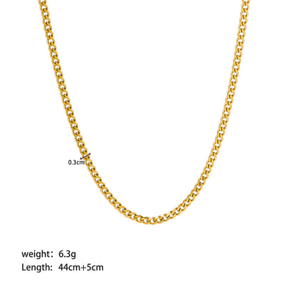 Streetwear Solid Color Stainless Steel Plating Metal 18k Gold Plated Sweater Chain Necklace