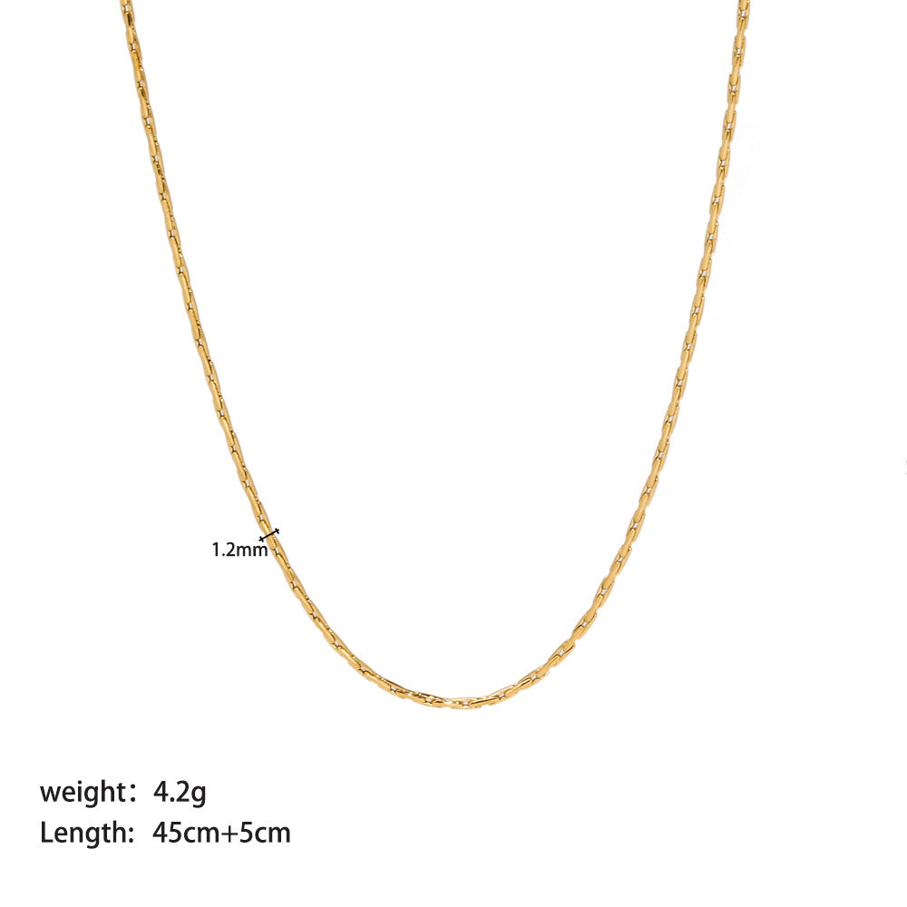 Streetwear Solid Color Stainless Steel Plating Metal 18k Gold Plated Sweater Chain Necklace