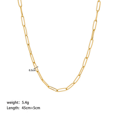 Streetwear Solid Color Stainless Steel Plating Metal 18k Gold Plated Sweater Chain Necklace