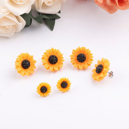 1 Pair Pastoral Flower Plating Resin Silver Plated Ear Studs