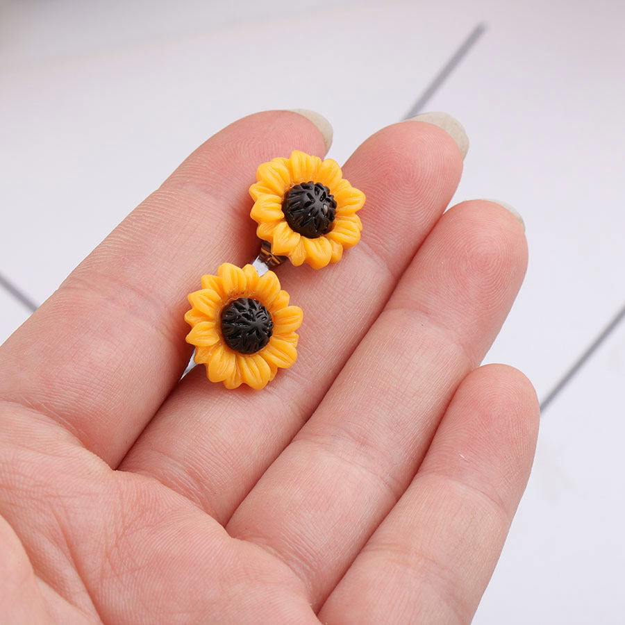 1 Pair Pastoral Flower Plating Resin Silver Plated Ear Studs