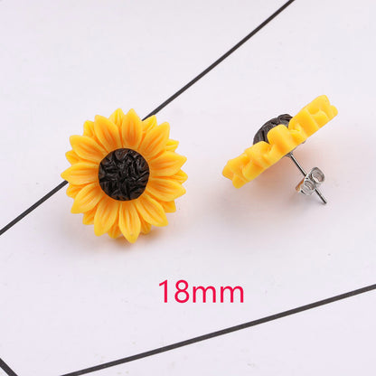 1 Pair Pastoral Flower Plating Resin Silver Plated Ear Studs