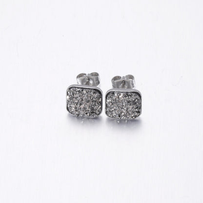 1 Pair Elegant Simple Style Geometric Plating Inlay Stainless Steel Artificial Rhinestones Gold Plated Silver Plated Ear Studs