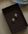 1 Pair Retro Oval Inlay Copper Rhinestones Pearl Ear Studs