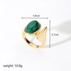 Retro Simple Style Oval Copper Plating Inlay Agate 18k Gold Plated Open Rings