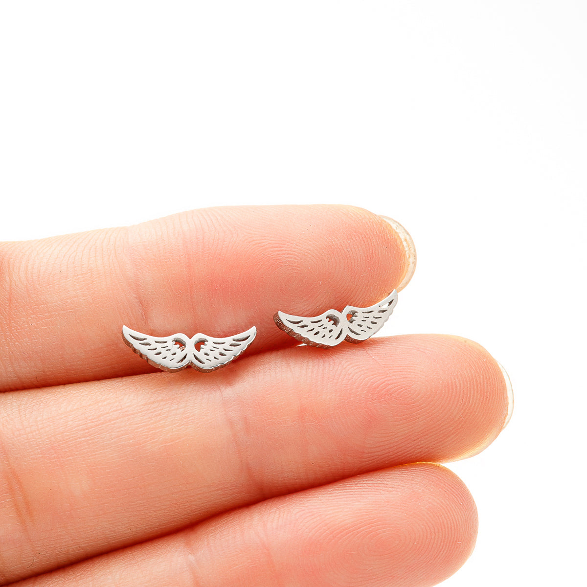 1 Pair Simple Style Wings Polishing Stainless Steel 18k Gold Plated Ear Studs