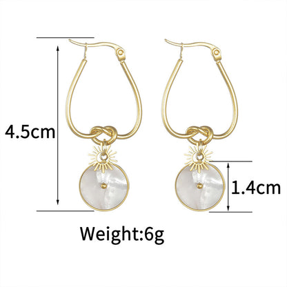 1 Pair Elegant Simple Style Round Plating Stainless Steel 14k Gold Plated Drop Earrings