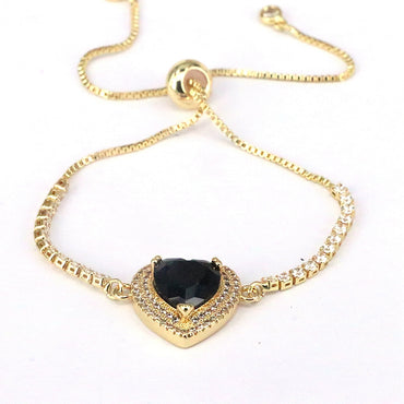 Sweet Heart Shape Copper 18k Gold Plated Zircon Bracelets In Bulk