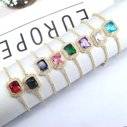 Sweet Square Copper Plating Inlay Zircon Bracelets