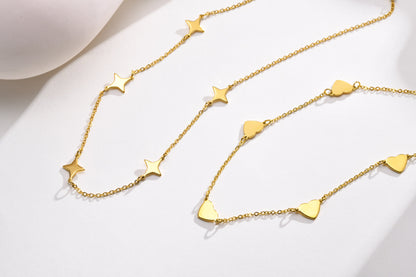 French Style Classic Style Star Heart Shape Stainless Steel Plating 18k Gold Plated Necklace