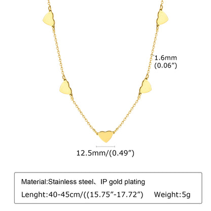 French Style Classic Style Star Heart Shape Stainless Steel Plating 18k Gold Plated Necklace