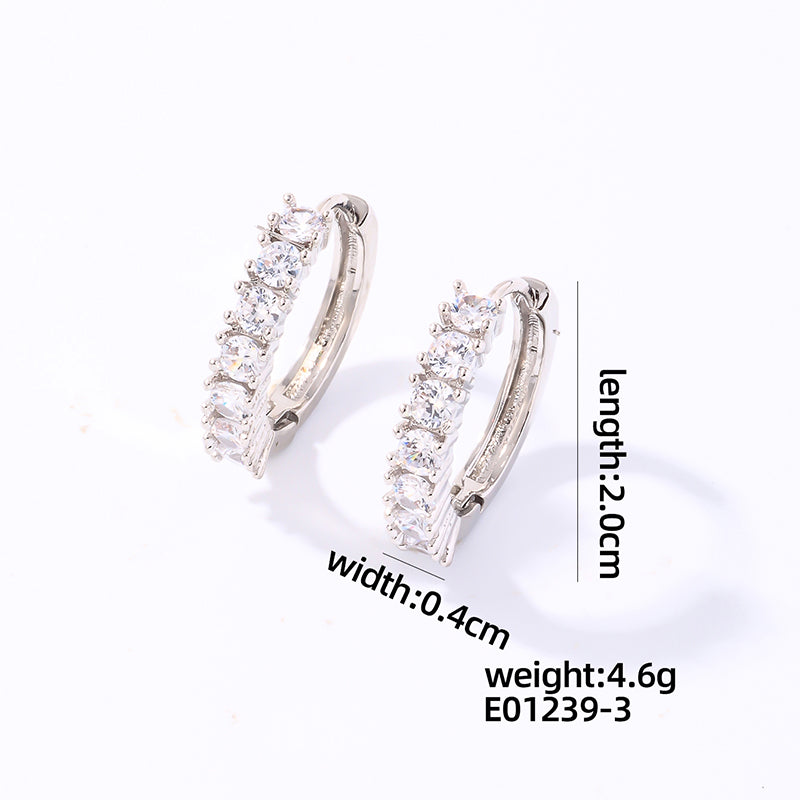 1 Pair Casual Sweet Shiny Round Plating Inlay Copper Zircon White Gold Plated Earrings