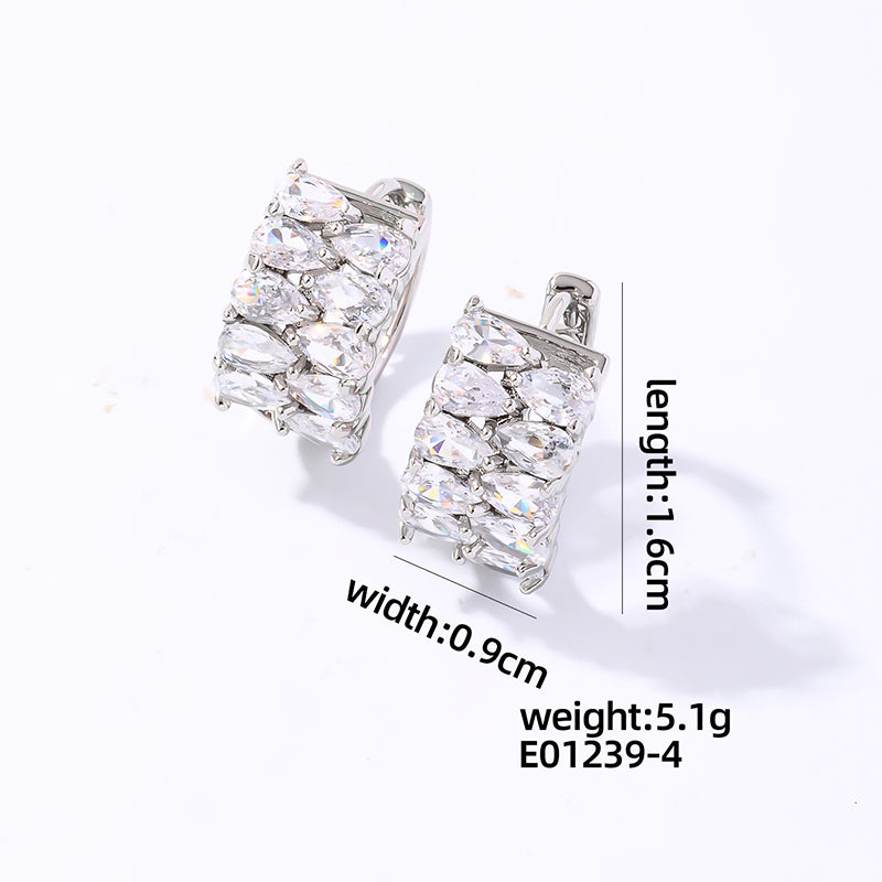 1 Pair Casual Sweet Shiny Round Plating Inlay Copper Zircon White Gold Plated Earrings