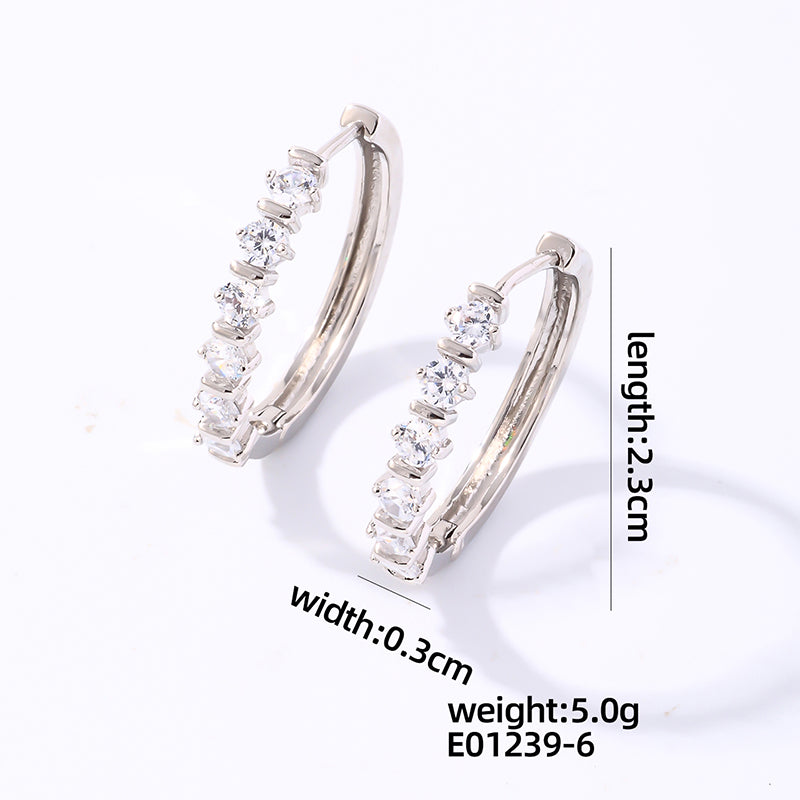 1 Pair Casual Sweet Shiny Round Plating Inlay Copper Zircon White Gold Plated Earrings