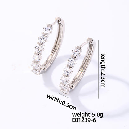 1 Pair Casual Sweet Shiny Round Plating Inlay Copper Zircon White Gold Plated Earrings